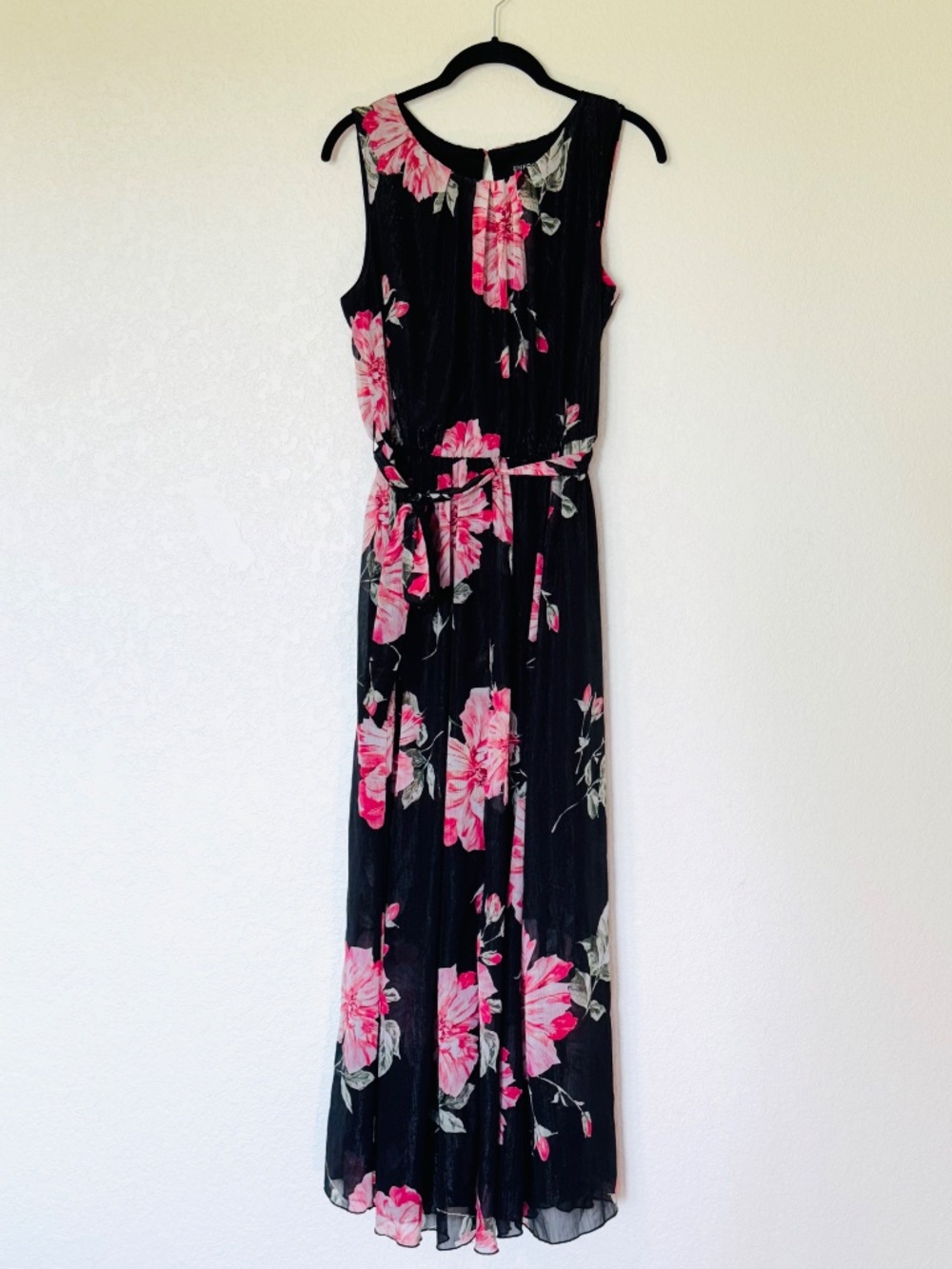 Enfocus Studio Maxi Dress Women's 10 Black Floral Sparkly Romantic Dressy Glam